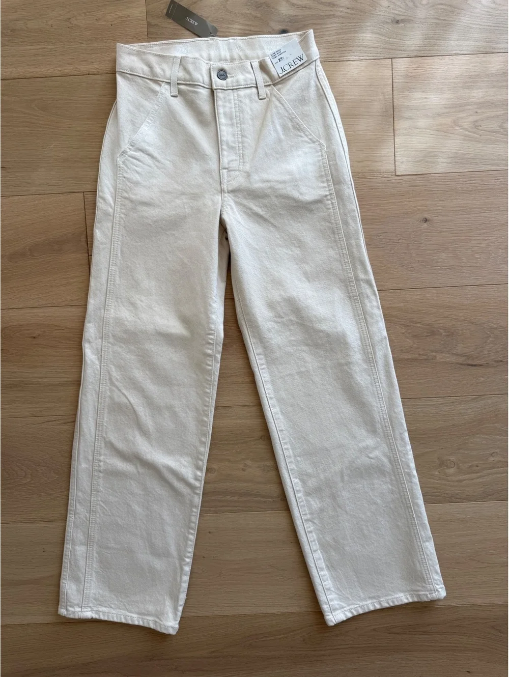 NWT J.Crew Slim-Wide High-Rise Jeans Size 25T Ecru Cream Semi-Stretch